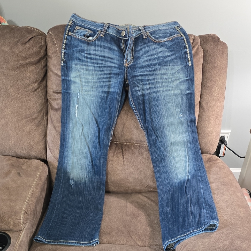 Womens Distressed BKE Boot Cut Jeans